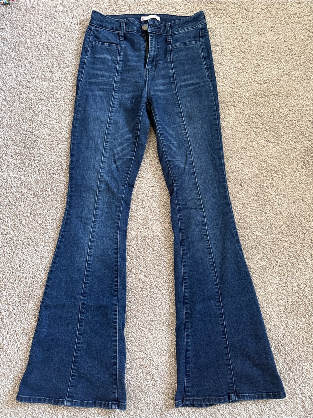 SO Dark Blue Flared Jeans with Center Front Seam